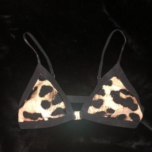 Leopard print bikini top.
